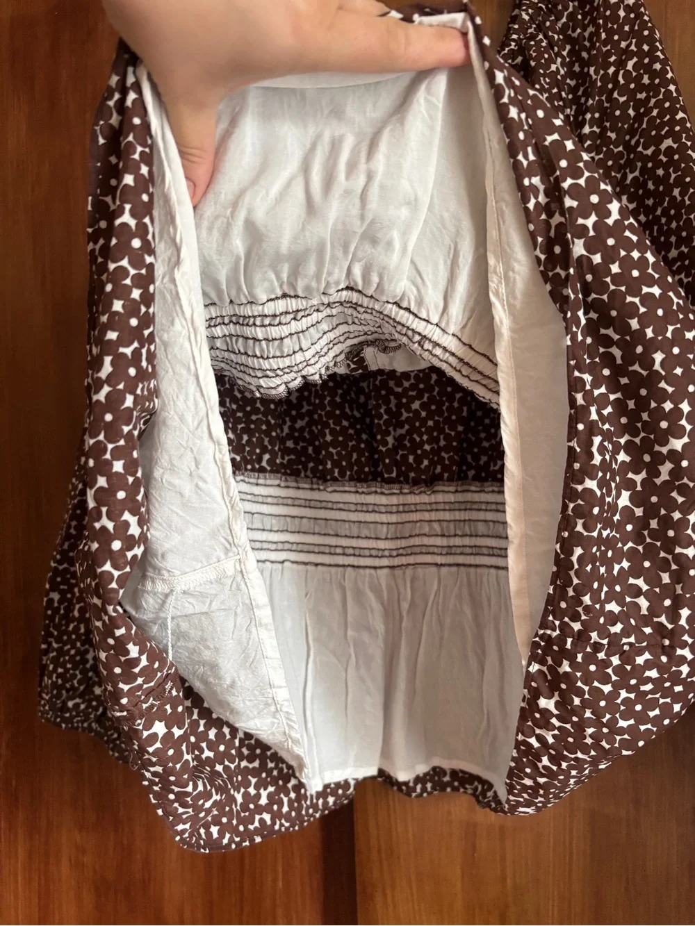 EUC J. Crew V Neck Smocked Waist Peasant Top in Mocha Floral | Women’s Plus XXL